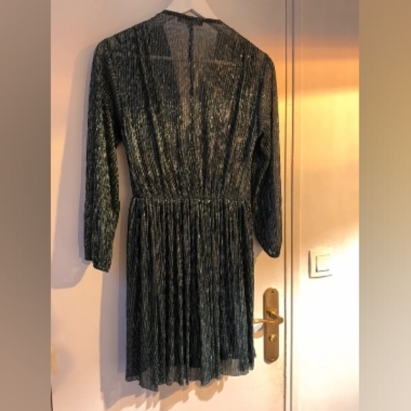 Maje Shimmering Green Long Sleeve Dress - Picture 3 of 5